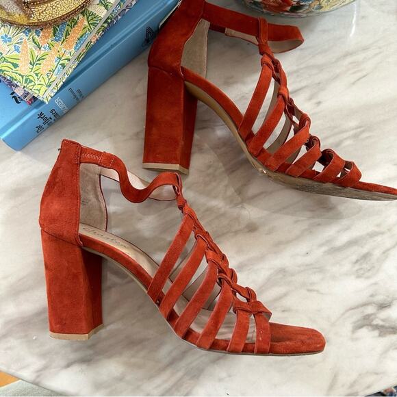 Charles David Micah Burnt Orange Red Caged Heeled Sandal - Picture 3 of 10